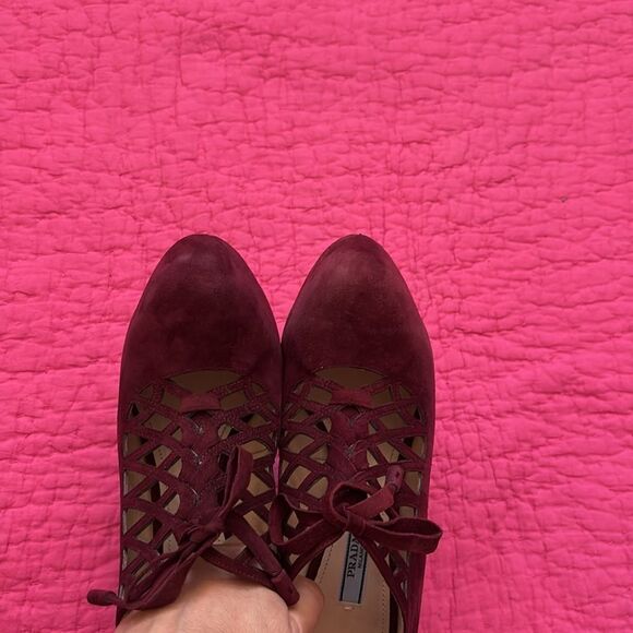 PRADA Elegant Burgundy  suede lace up High Heels booties, US7 - Picture 6 of 10